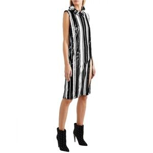 Halpern $1825 NEW Stripe Sequin Mini Dress Size 40 US 10 Luxury Silk Lined Mob